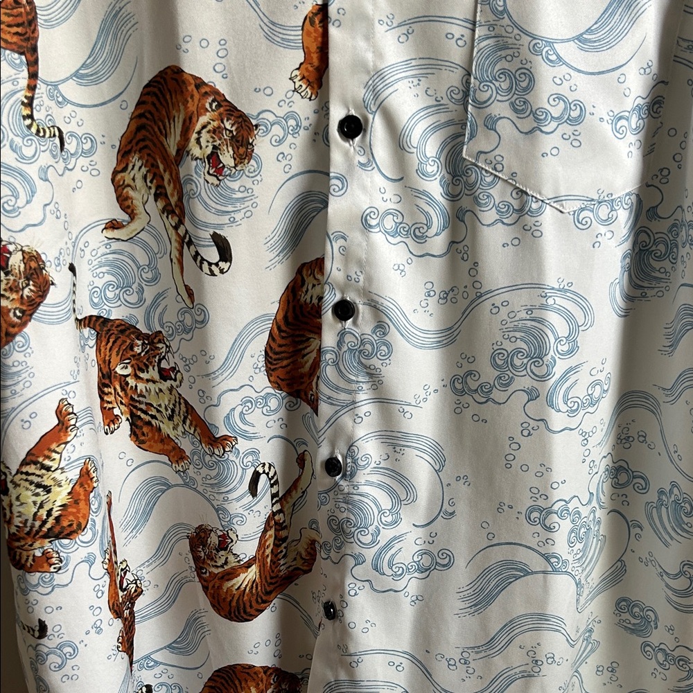 Volcom White And Blue Tiger Wave Shirt - image 4